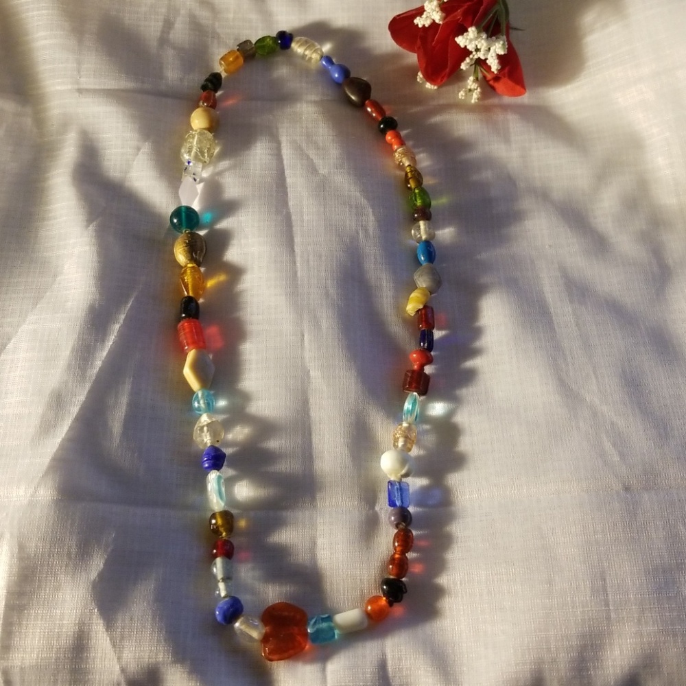 Multi colored all glass necklace